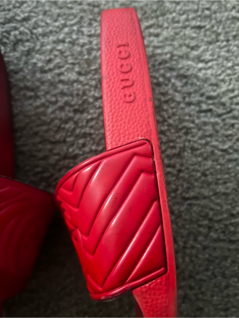Red Embossed Logo Slide Sandals - Picture 11 of 13